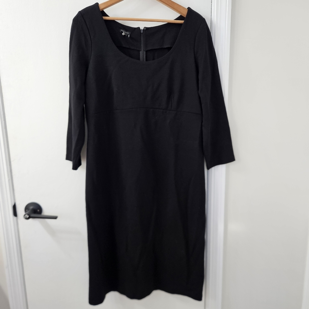 Talbots Dress 10 Black Sheath Ponte Knit Office Staple Classic Old Money